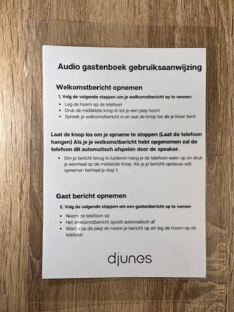 Audio gastenboek gebruiksaanwijzing