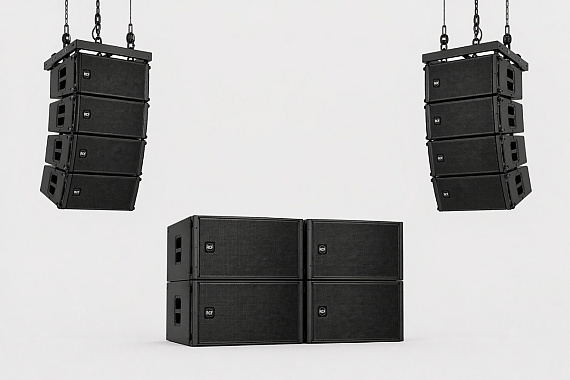 4x 18" sub + 8x line-array top (RCF HDL 20-A systeem)
