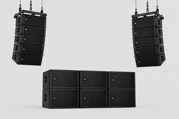 6x 18" sub + 10x line-array top (RCF HDL 20-A systeem)