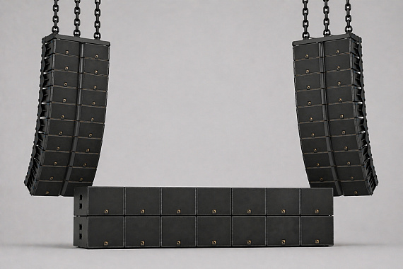 ~14x sub + ~20x line-array top (Maatwerk – L-Acoustics K2 of D&B V-series)