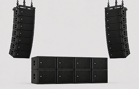 8x 18" sub + 14x line-array top (RCF HDL 20-A systeem)