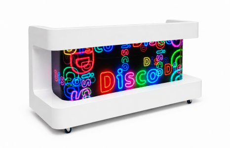 Curved White LED DJ Booth Rental