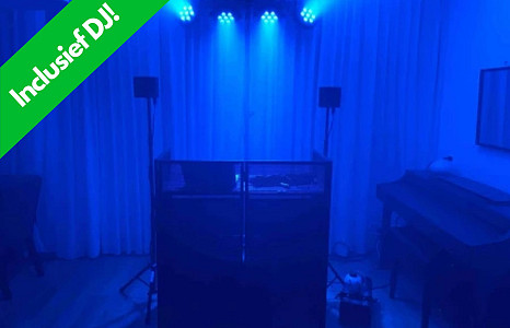 DJ with black DJ booth rental